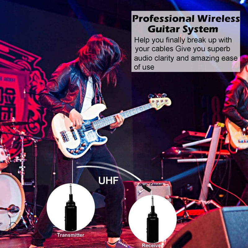 [AUSTRALIA] - Wireless Guitar System - ZXK CO 5.8GHz Rechargeable Guitar Wireless Audio Transmitter Receiver - Electric Digital Guitar System Transmitter Receiver Set 