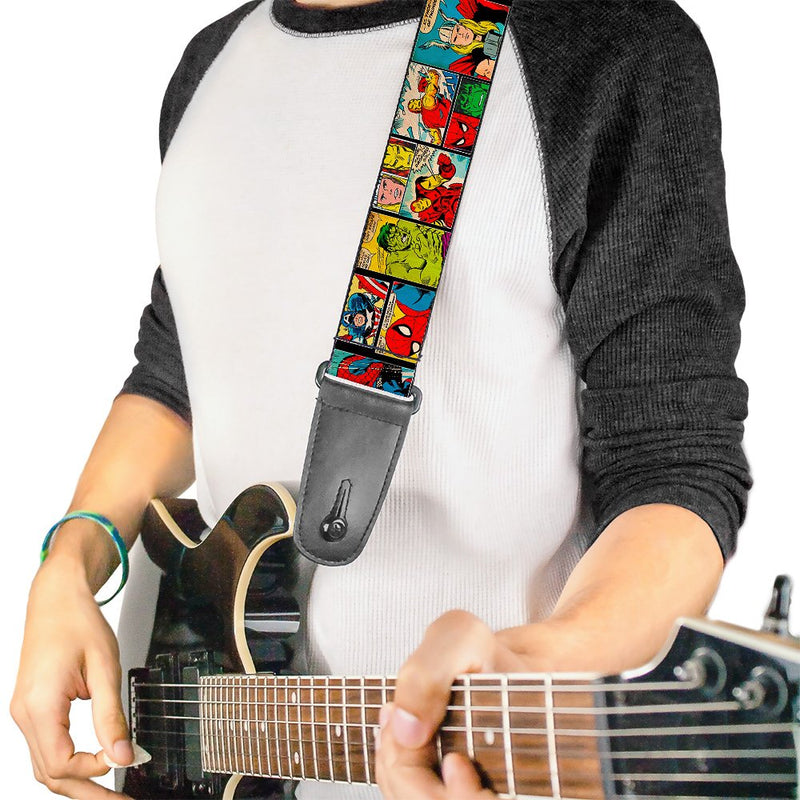 Buckle-Down GS-WAV042 Marvel Comics Guitar Strap -MARVEL Retro Comic Panels Black/Yellow