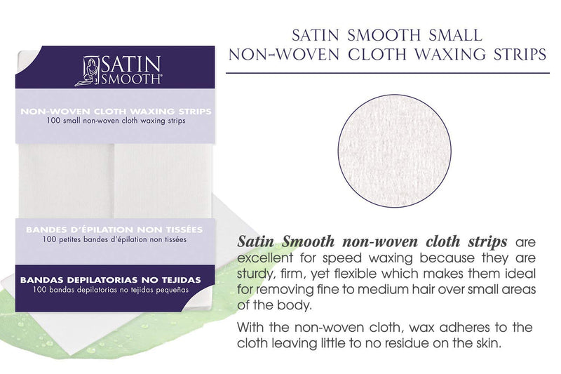 Satin Smooth Small Non-Woven Cloth Waxing Strips, 100 Count