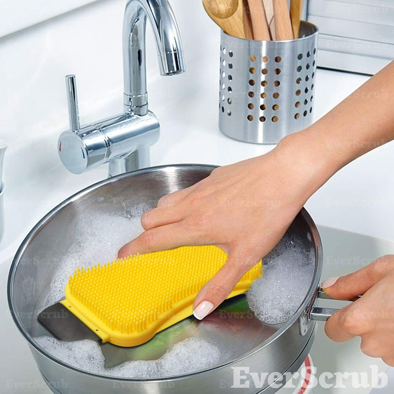 [AUSTRALIA] - EverScrub Silicone Sponge (2 Pack) Multi-Purpose Kitchen Sponge with Scrubber, Scrapper & Squeegee Functions for Easy & Scratch-Free Cleaning & Dishwashing 