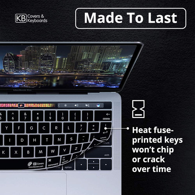 KB Covers Dvorak Keyboard Cover Compatible with 13” & 15” MacBook Pro w Touch Bar (2016+) | Ultra Thin Dust Water & Dirt Resistant Silicone Skins fits MacBook Pro w/Touch Bar - 13" & 15" - (2016-2019)