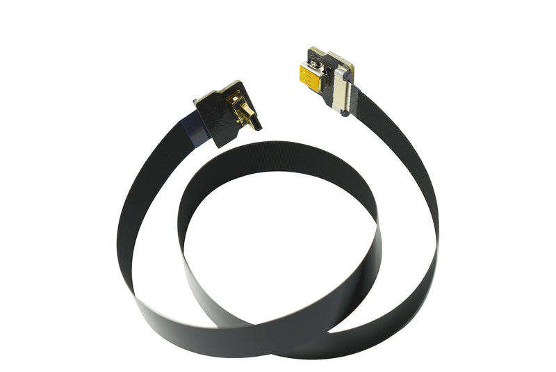 FFC HDMI BLACK FPV HDMI Cable Micro HDMI male up 90 degree to Micro HDMI Female for panasonic lumix GH4 blackmagic BMPCC Sony alpha sony A5000 A6000 A7S A7R (50CM) 50CM