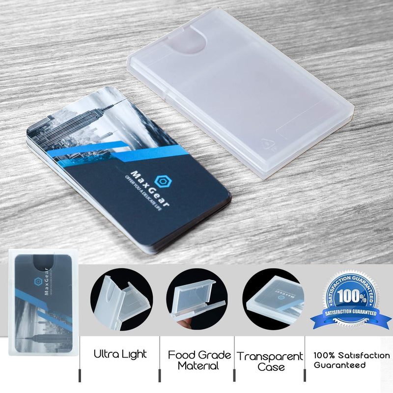 MaxGear Professional Plastic Business Card Holder Pocket Business Card Case Slim Business Card Wallet Business Card Carrier for Men & Women, Super Light, 3.9x2.5x0.4 inches, 3 Pack, PP Plastic, Clear