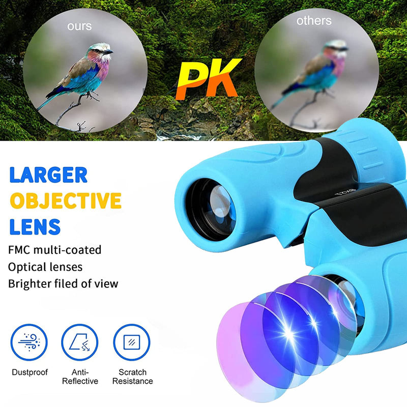 Binoculars for Kids, Compact Kids Binoculars 8x21 High-Resolution for Bird Watching, Camping, Exploration, Hiking, Hunting, Sports Events and Safari Park,Christmas Birthday Gift Blue