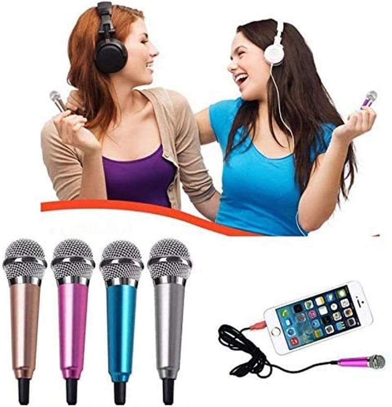 Mini Microphone,Singing Mic Equipment,Beautiful Vocal Quality,Mini Type Space Saving,Metal Frothing Process,3.5mm Audio Connector,Suitable for Laptop, iPhone, Android Phone（Blue） Blue