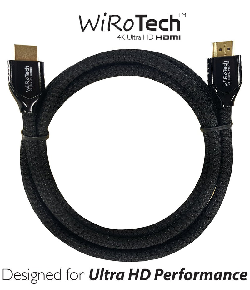WiRoTech HDMI Cable 4K Ultra HD with Braided Cable, HDMI 2.0 18Gbps, Supports 4K 60Hz, Chroma 4 4 4, Dolby Vision, HDR10, ARC, HDCP2.2 (6 Feet, Black) 6 Feet