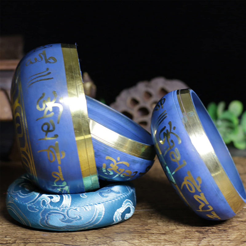 Singing Bowl,MKNZOME 4.13'' Handcrafted Silent Mind Tibetan Singing Bowl with Lotus Incense Burner Meditation Sound Bowl for Healing, Yoga, Zen, Stress & Anxiety Relief,Deep Relaxation, Sound Therapy 10.5cm/4.13'',Blue