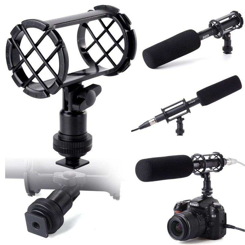 [AUSTRALIA] - BOYA BY-C04 Camera Microphone Shock Mount with Camera Cold Shoe Compatible with AKG D230 Senheisser ME66 Rode NTG-2 NTG-1 Audio-Technica AT-875R Shotgun Microphone 