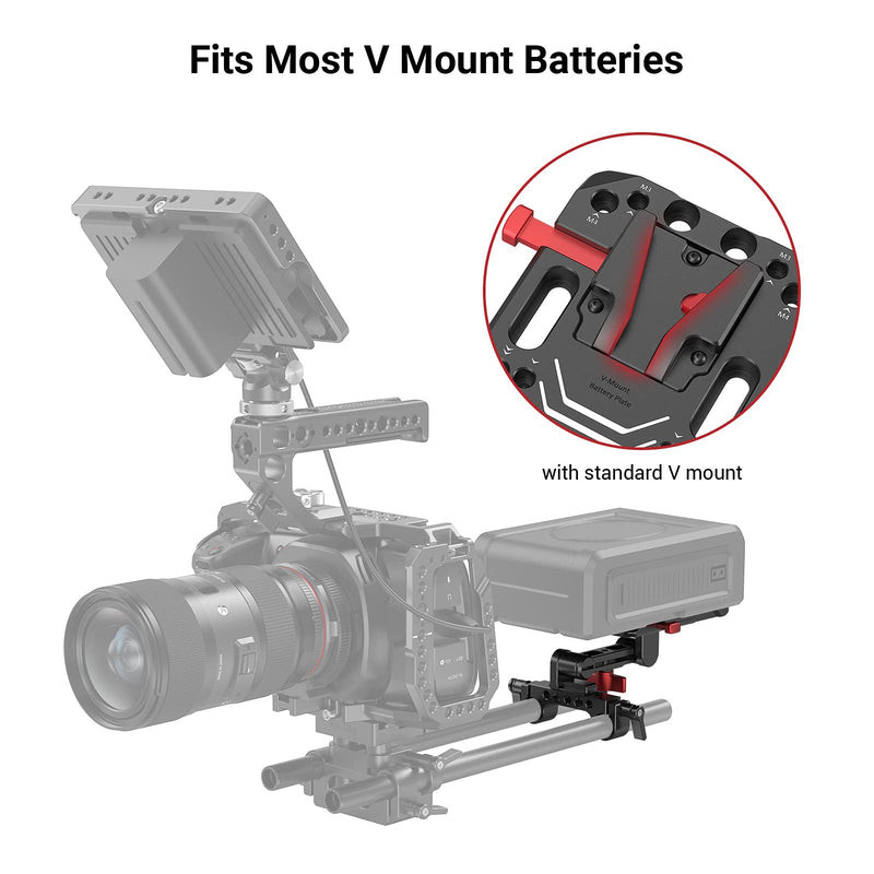 SMALLRIG V-Lock Mount Battery Plate with with 15mm Rod Clamp & Adjustable Arm - 2991