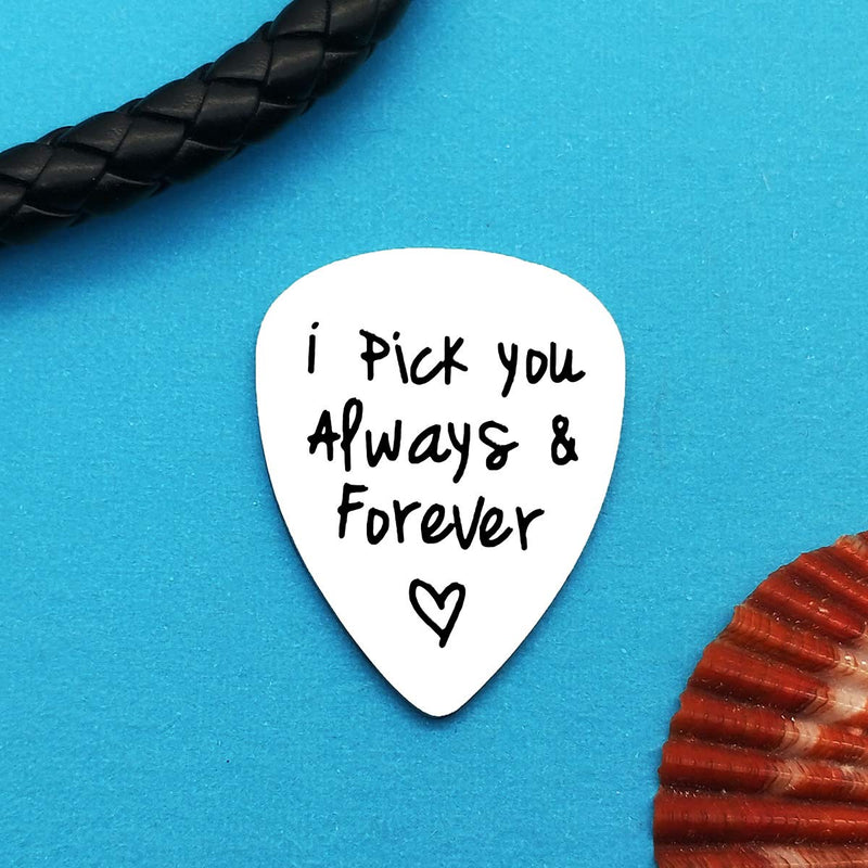 Anniversary Gifts for Him Boyfriend I Pick You Always and Forever Guitar Pick Anniversary Gifts for Husband Birthday Christmas Gifts Valentines Day Gifts for Men