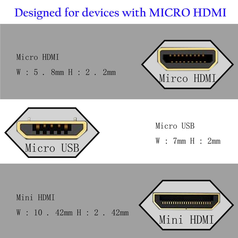[AUSTRALIA] - Micro HDMI to HDMI Cable Adapter 50CM 90 Degree Angle Micro HDMI Male to HDMI Male Connector Supports 3D 4K 60Hz 1080P Ethernet Audio Return 50cm (2Pack Each of Up Angle and Down Angle) 