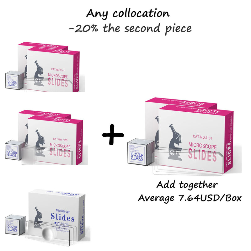 Vabiooth 200 Pcs Rounded Edge Microscope Slides Kit, Pre-Cleaned Blank Microscope Slides and 22x22mm Square Coverslips Cover Glass for Monocular Binocular Trinocular Microscopes 200 Pcs Blank Slides