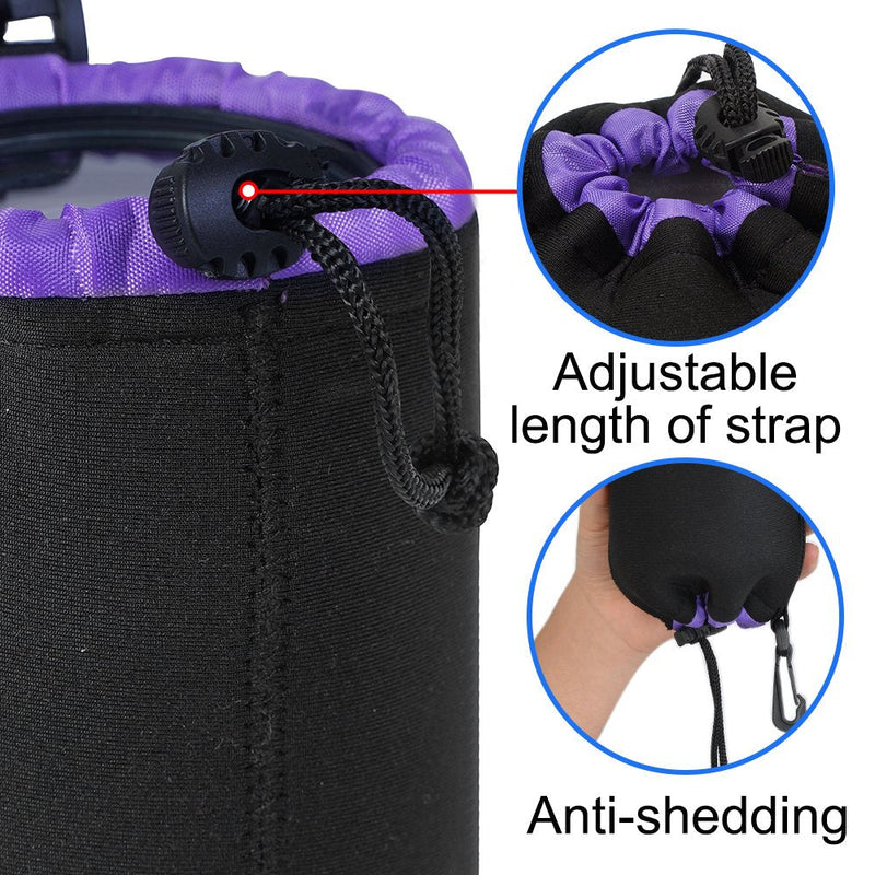 CADeN Lens Pouch Set 4 Pack Replacement Compatible for Canon, Nikon, Sony, Pentax, Olympus (Small, Medium, Large, X Large) Camera Lens Case Bag Thick Protective Neoprene Pouch Soft Plush for DSLR Lens 4pcsSMLXL Set