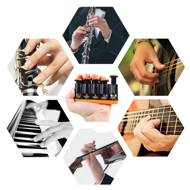 Grey Variable Tension Hand Finger Exerciser Grip Trainer for Ukulele/Guitar/Bass/Piano/Saxophone/Violin/String/Wind Instrument