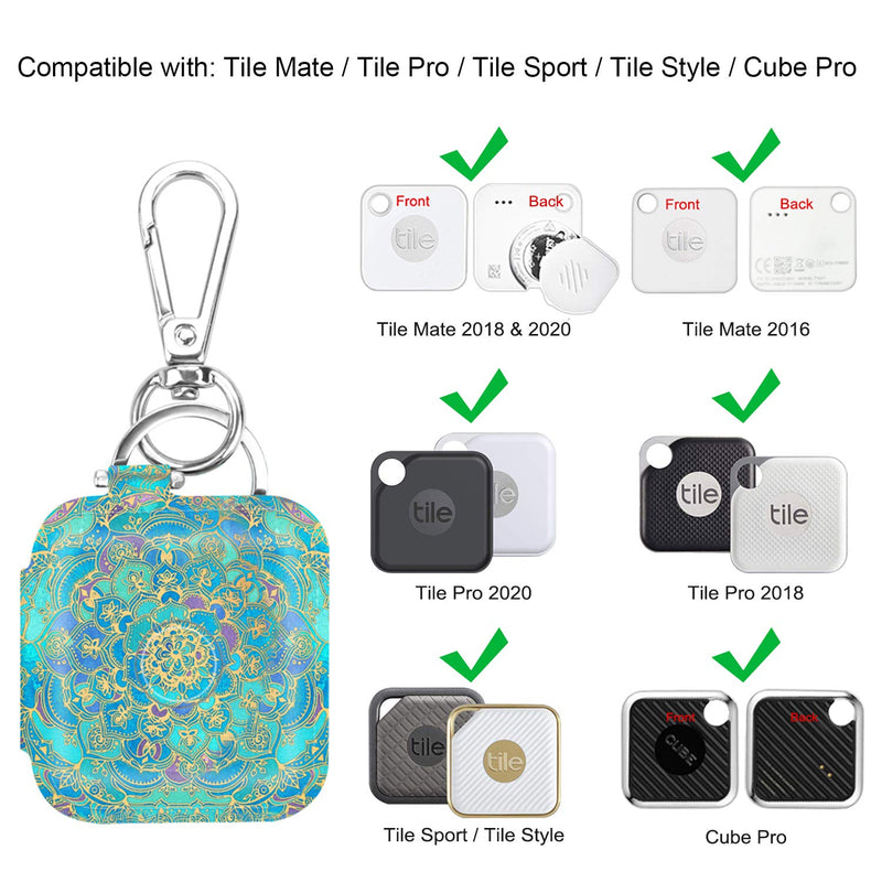 Fintie Case for Tile Mate/Tile Pro/Tile Sport/Tile Style/Cube Pro Key Finder, Vegan Leather Protective Cover for 2020 2018 and All Generations Tile Z-Shades of Blue