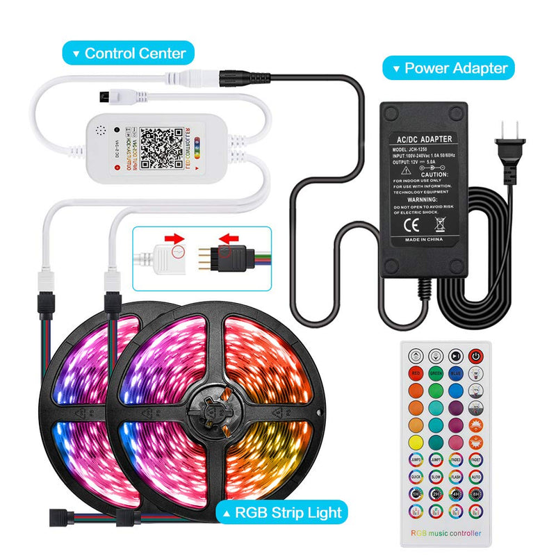 [AUSTRALIA] - Flexible 32.8ft RGB 5050 Music LED Light Strips LED Ribbon Kit, Color Changing TV Backlights Tape with IR Remote and 12V Power Supply for Home Bedroom Kitchen 