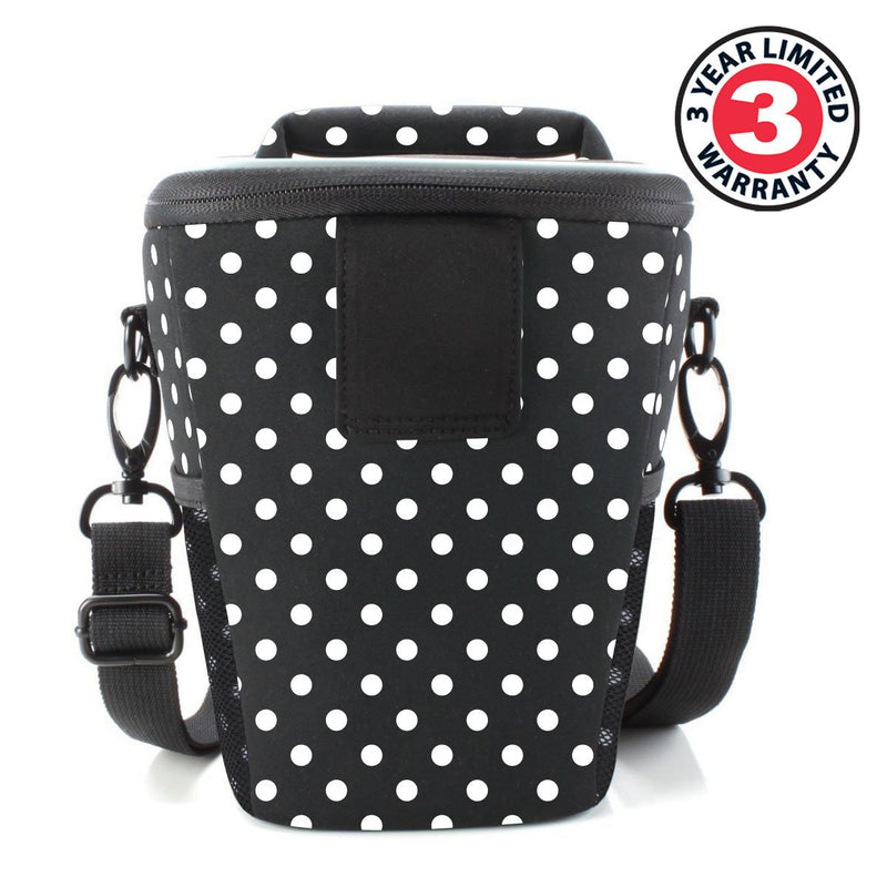 [AUSTRALIA] - USA Gear SLR Camera Small Case Bag for Men and Women with Top Loading Accessibility, Adjustable Shoulder Sling, Padded Handle - Comfortable, Durable and Light Weight for Nikon, Canon, etc (Polka Dot) Polka Dot 