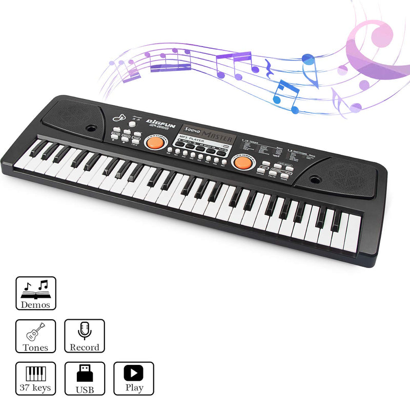 aPerfectLife Keyboard Piano 49 Keys, Multifunction Piano Keyboard Portable Piano Electronic Keyboard Music Instrument for Kids Early Learning Educational (Black) Black