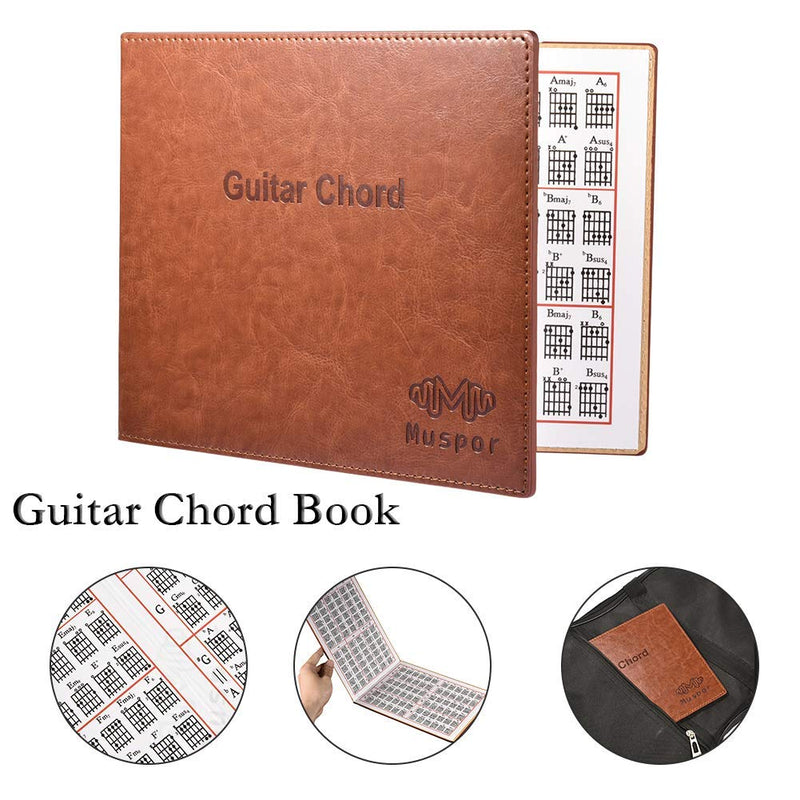 Alnicov Guitar Chord Book PU Leather Portable Paperback Book for 6 String Tablature Guitarra Finger Exercise