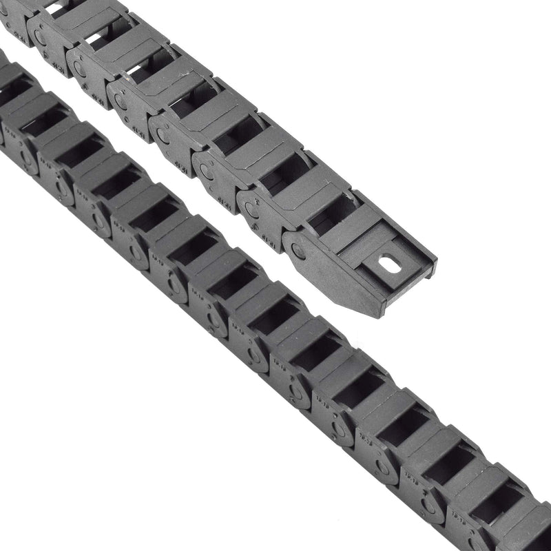 Plastic Drag Chain Cable Carrier Closed Type with End Connectors R28 15 x 15mm L1000mm for Electrical CNC Router Machines