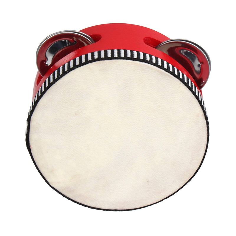 BQLZR 4" Red Musical Tambourine Beat Round Drum Traditional Wooden Natural Skinned Musical Instrument
