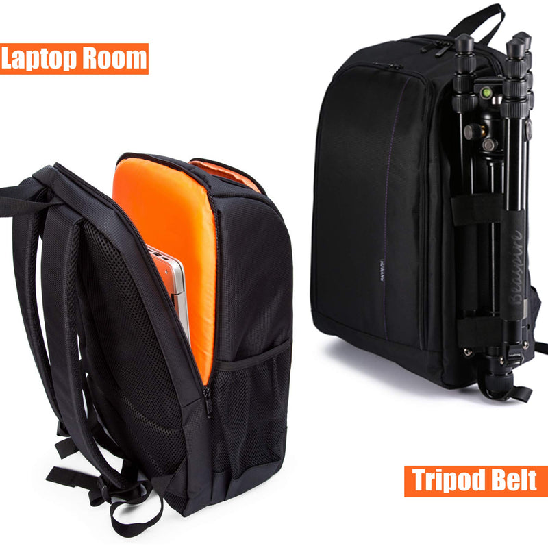 G-raphy Camera Bag Backpack Photography Backpack with Laptop Room / Tripod Holder for DSLR SLR Cameras / Mirorrless Cameras and other accessories Orange