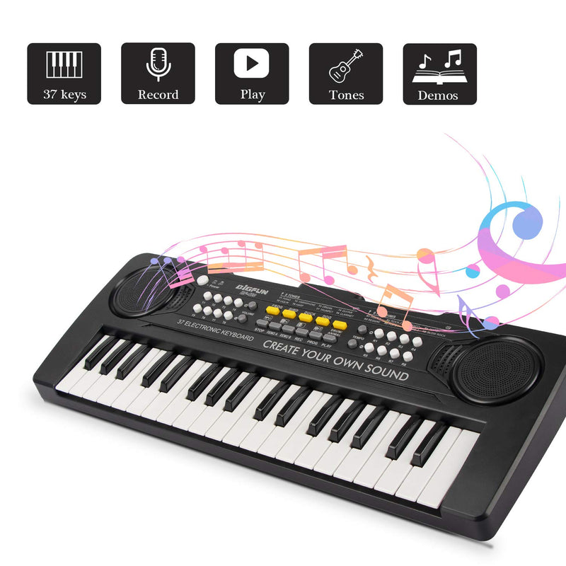 aPerfectLife Kids Keyboard Piano, 37 Key Portable Electronic Piano for Kids, Digital Music Piano Keyboard Educational Toys for 3 4 5 6 7 8 Year Old Girls Boys (Black)