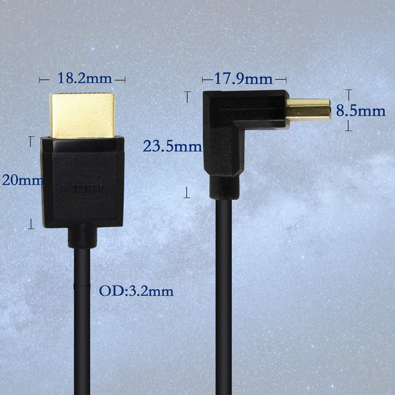 PNGKNYOCN 15CM HDMI Male to Male Short Cable, 270 Degree Upward Angle High Speed HDMI 2.0 Adapter Connector Cable Support 4k@60HZ, for Raspberry Pi, Tablet, Camera Etc(Up)