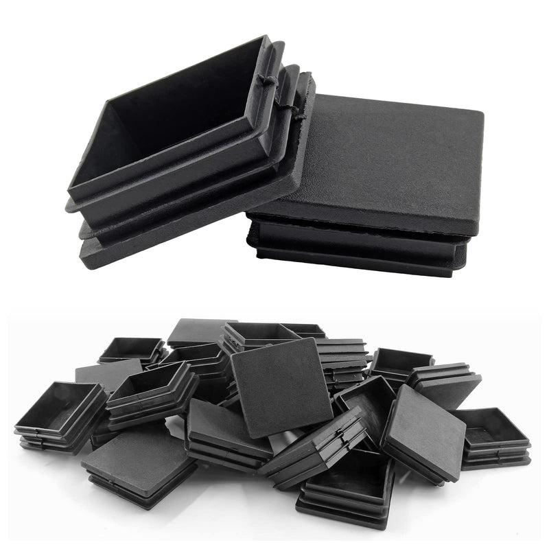 Uenhoy 30 Pcs 2" Square Plastic Plugs Insert End Caps Black Tubing End Caps for Square Tube, Chair Legs, Fence 2"