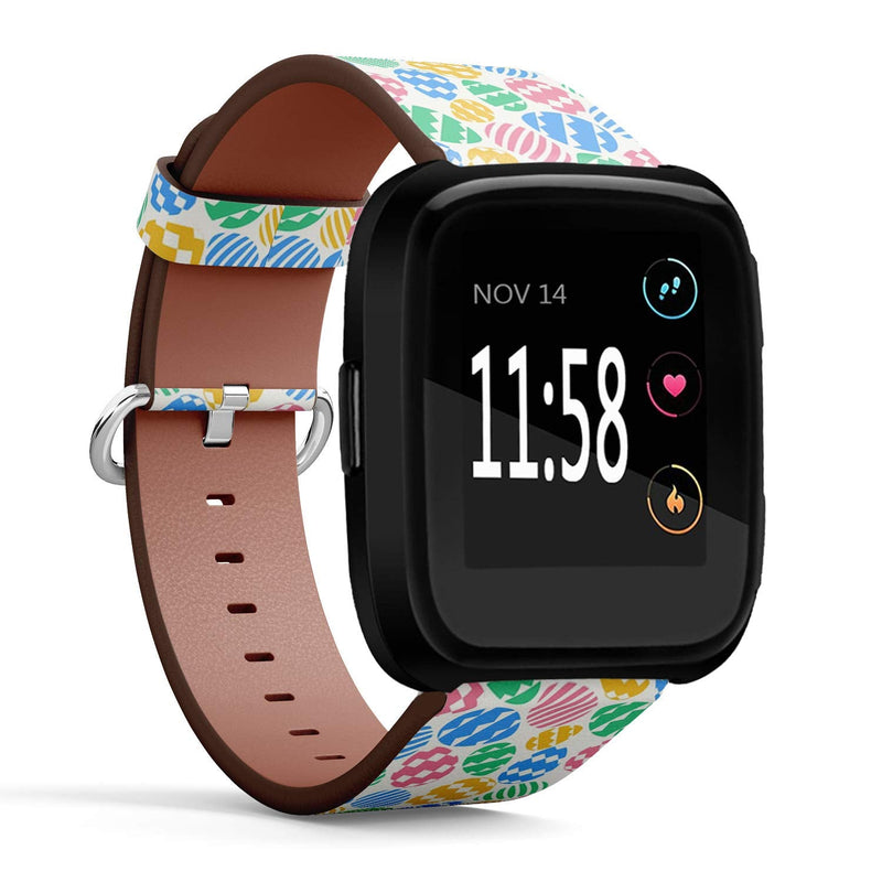 Compatible with Fitbit Versa/Versa 2 / Versa LITE - Quick Release Leather Wristband Bracelet Replacement Accessory Band - Easter Egg