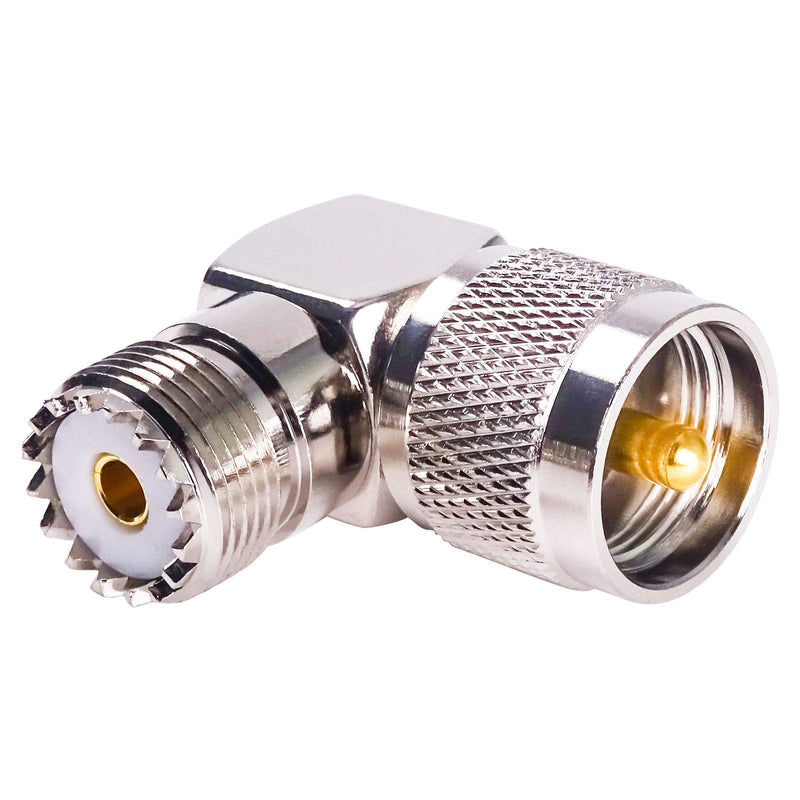[AUSTRALIA] - Goupchn UHF PL259 Male to SO239 Female RF Coax Coaxial Connector Adapter Right Angle 90° Low Loss 2 Pack for CB Ham Radio Antenna, Coaxial Cable 2PCS 