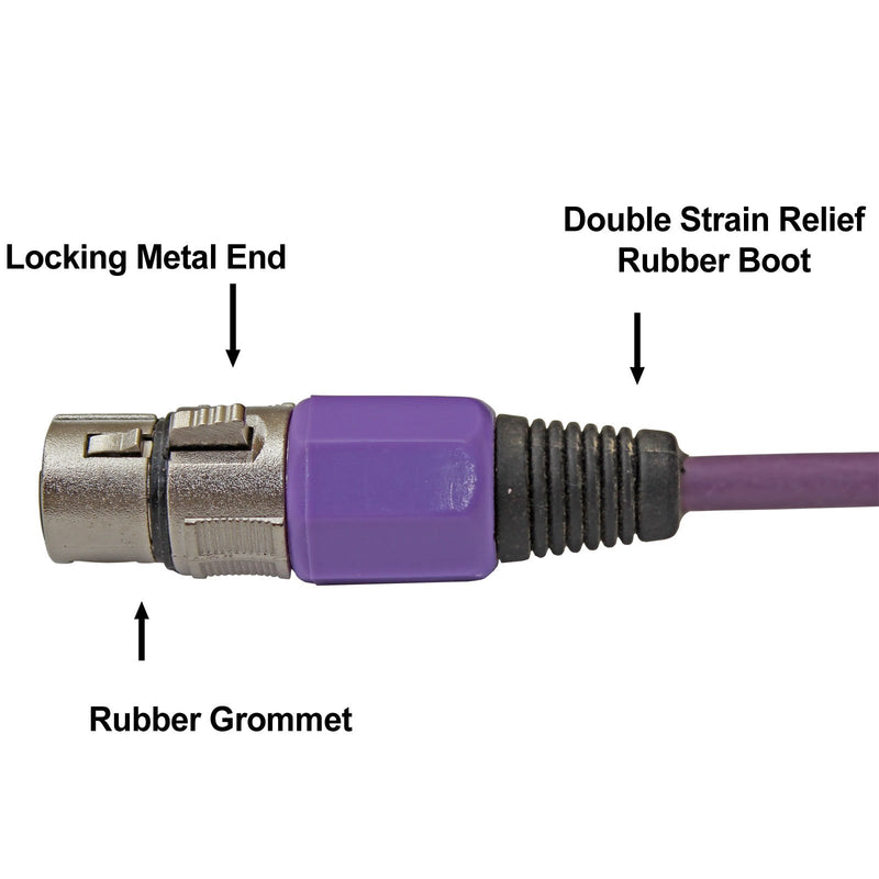 [AUSTRALIA] - XLR Male to Female 3pin Mic Microphone Lo-z Extension Cable Cord (25 Foot Feet ft, Purple) 