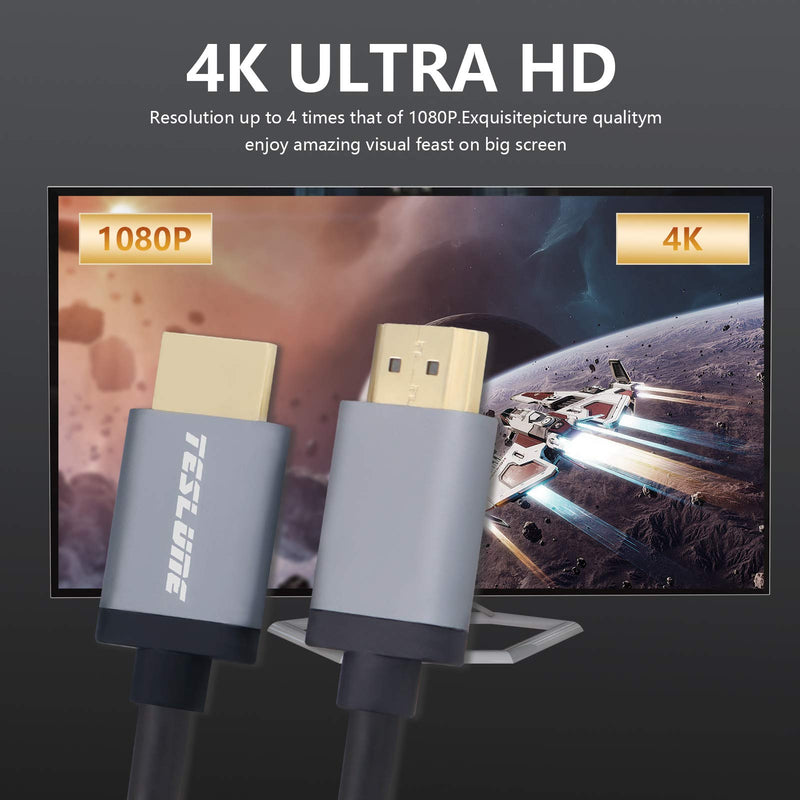 HDMI 2.0 Male to Male Cable 10ft, TESLUNE Gold-Plated 18Gbps High Speed HDMI Cable, 4K2K@60HZ HDMI Cord for Laptop, PC, HDTV, PS3/4, Xbox, Switch.