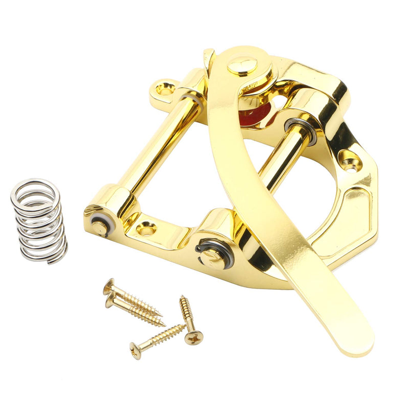 Swhmc Guitar Vibrato Tailpiece Tremolo, Flat Top Body Tremolo Unit Vibrato Bridge for Tele, Sg, Lp, Electric Guitars (Gold)