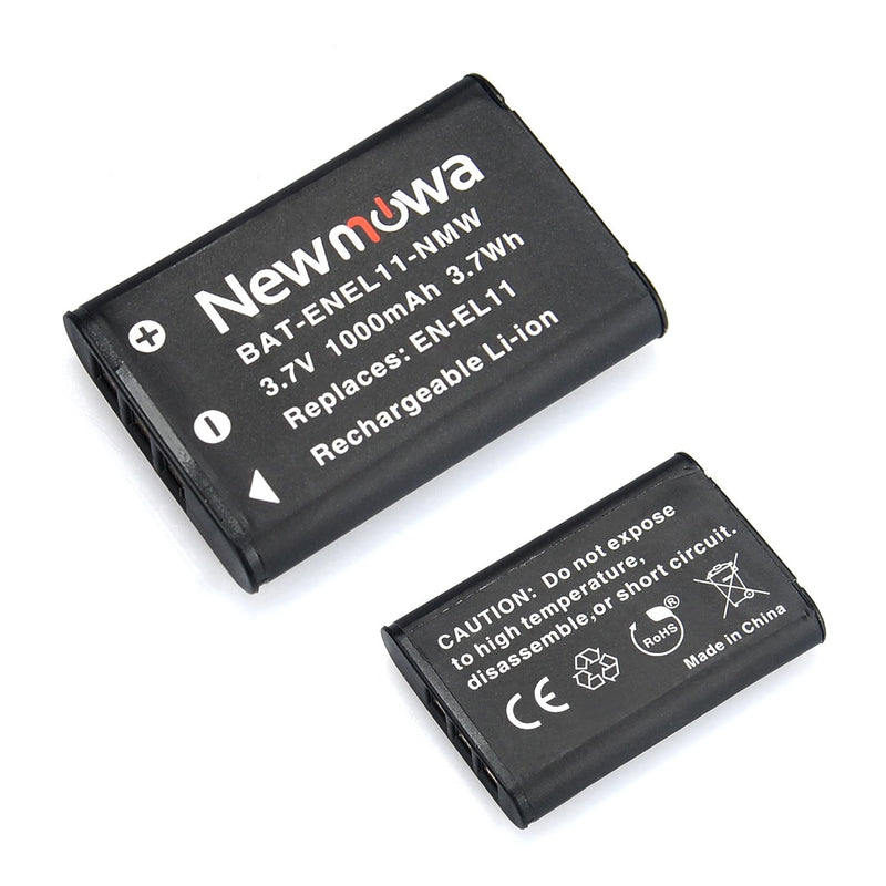 Newmowa EN-EL11 Replacement Battery (2-Pack) and Charger Kit for Nikon CoolPix s550/Pentax Optio M50/Ricoh Caplio R50/Olympus FE-370 Digital Camera