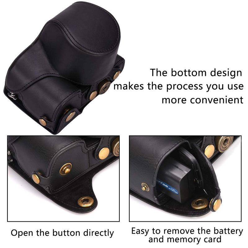 [AUSTRALIA] - XEVN for Sony a6300 case,for Sony a6000 case,Premium PU Full Body Leather Camera Case Bag for Sony Alpha a6300 a6000 a6100 a6400 Fit 16-50mm Lens with Camera Shoulder Strap(Black) black 