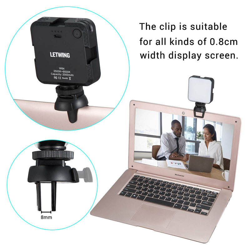 Video Conference Lighting Kit,LETWING W64 Glow Light for Streamers,Zoom Lighting,Remote Working,Lighting Accessory for Laptop,Dimmable & Rechargeable LED Video Fill Light with Computer Clip