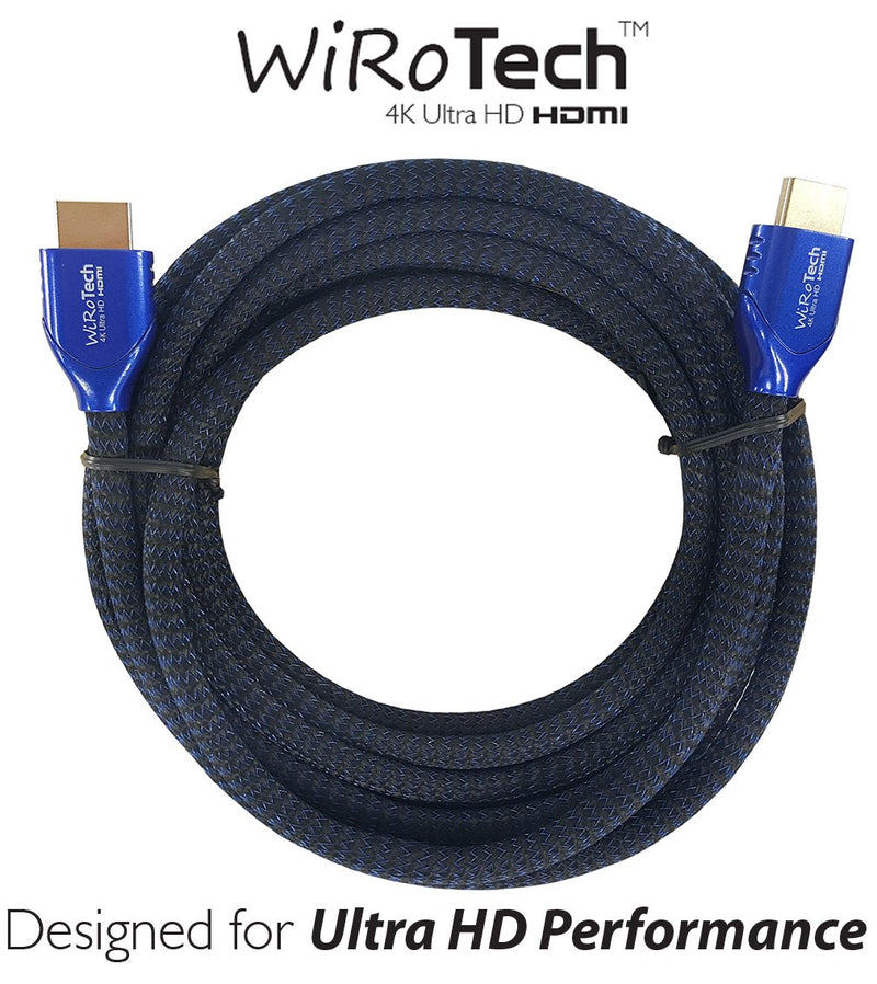 WiRoTech HDMI Cable 4K Ultra HD with Braided Cable, HDMI 2.0 18Gbps, Supports 4K 60Hz, Chroma 4 4 4, Dolby Vision, HDR10, ARC, HDCP2.2 (15 Feet, Blue) 15 Feet