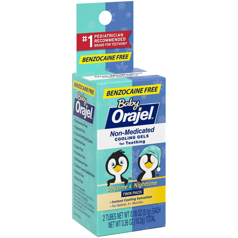 Orajel Baby Daytime and Nighttime Non-Medicated Cooling Gels for Teething, 2 tubes, 0.18 oz each