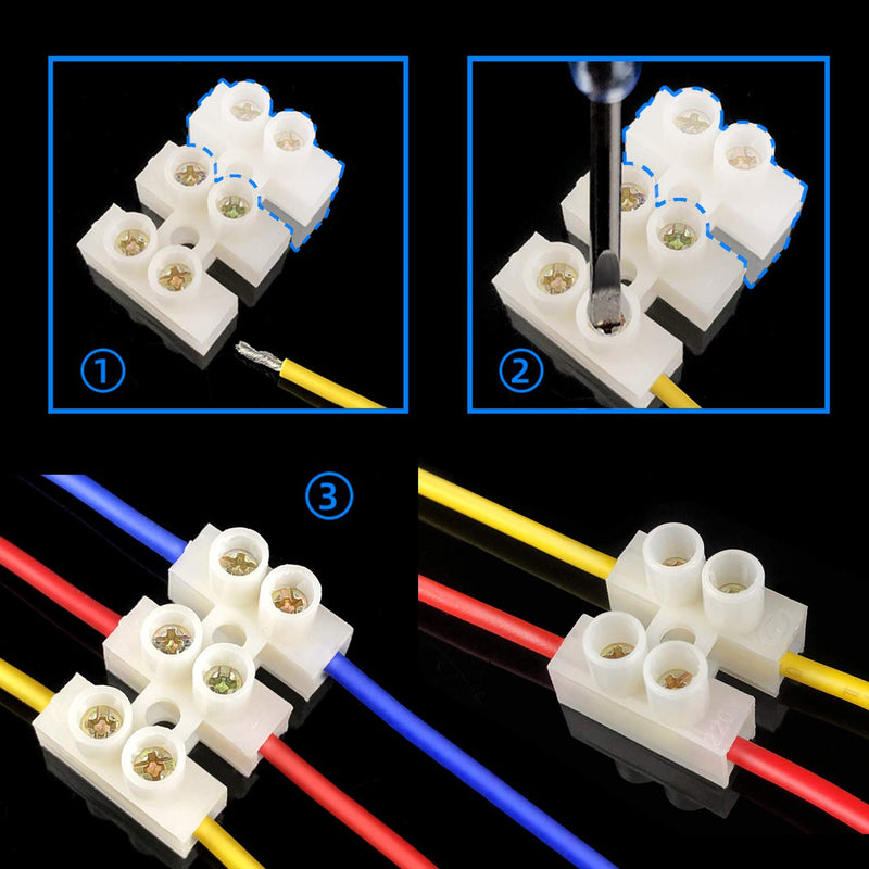 Tnisesm/80Pcs Quick Connector Spring Wire Connector Screw Terminal Barrier Block Cable clamp for LED Strip Light Wire Connecting 2P CH2+3P CH3