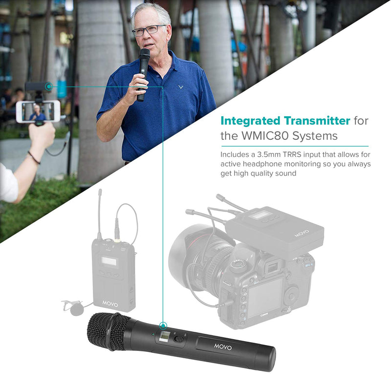 [AUSTRALIA] - Movo WTH8 48-Channel UHF Wireless Handheld Microphone with Integrated Transmitter for the WMIC80 Wireless System 