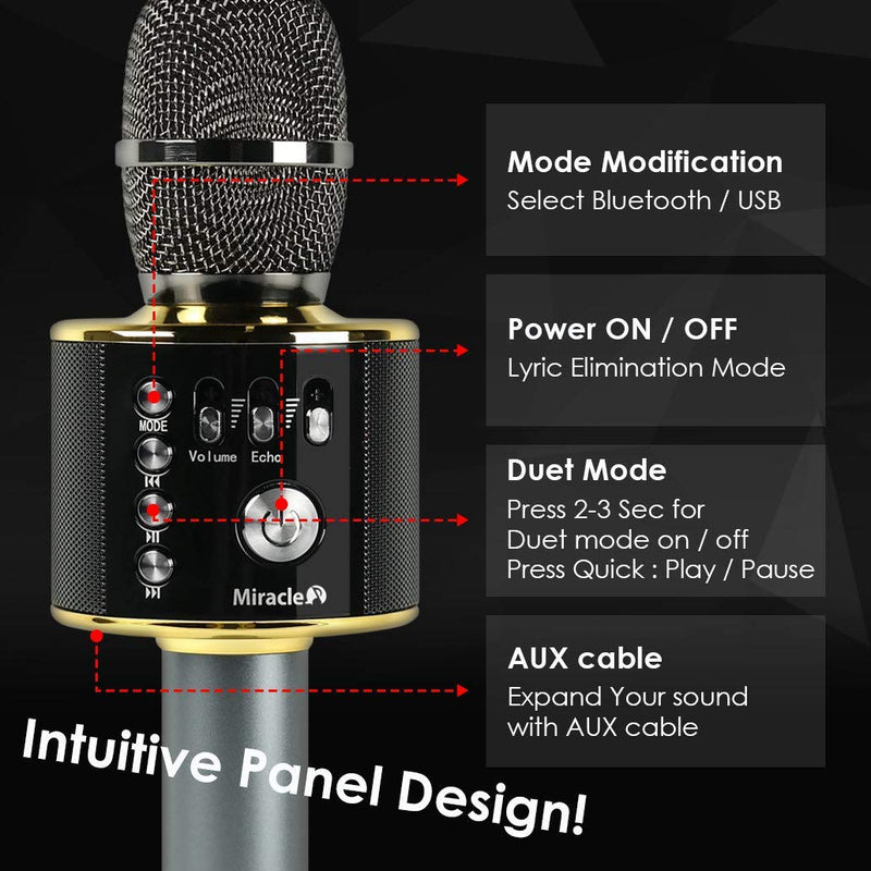 M37 - Karaoke Microphone, Portable Microphone for Singing, with Bluetooth Microphone for car, and Microphone Bluetooth Wireless Karaoke MIC Speaker