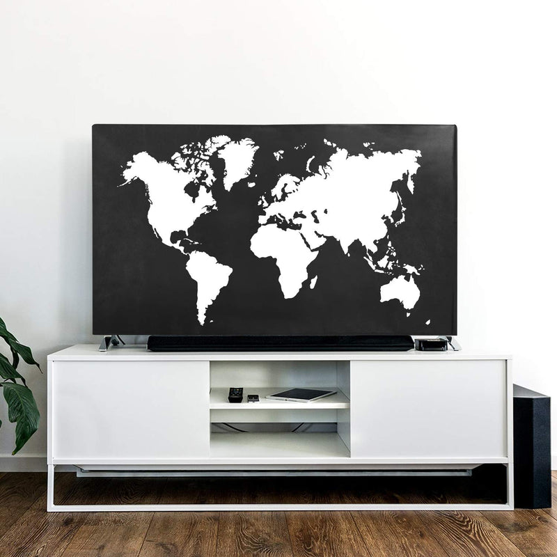 kwmobile Dust Cover for 55" TV - Flat Screen TV Protector - Travel Outline White/Black Travel Outline 02-01