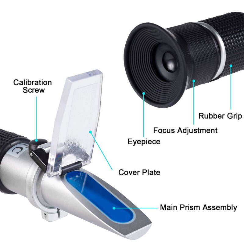Honey Refractometer with ATC - Tiaoyeer Refractometer for Honey Moisture, Brix and Baume, 58-90% Brix Scale Range Honey Moisture Tester (Honey Refractometer) Honey Refractometer