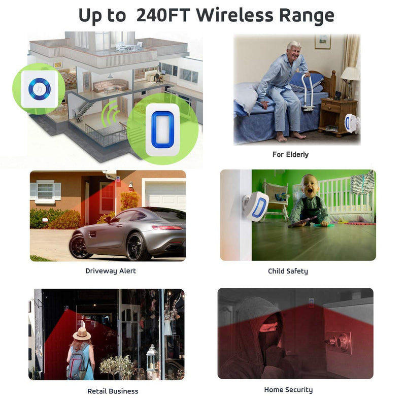 [AUSTRALIA] - YisTech Wireless Motion Sensor Detect Alert, Home Security Driveway Alarm, Motion Detector Store Door Entry Chime Doorbell, Caregiver Pager for Elderly/Kids (1 Motion Sensor 2 Receiver) 1 Motion Sensor 2 Receiver 