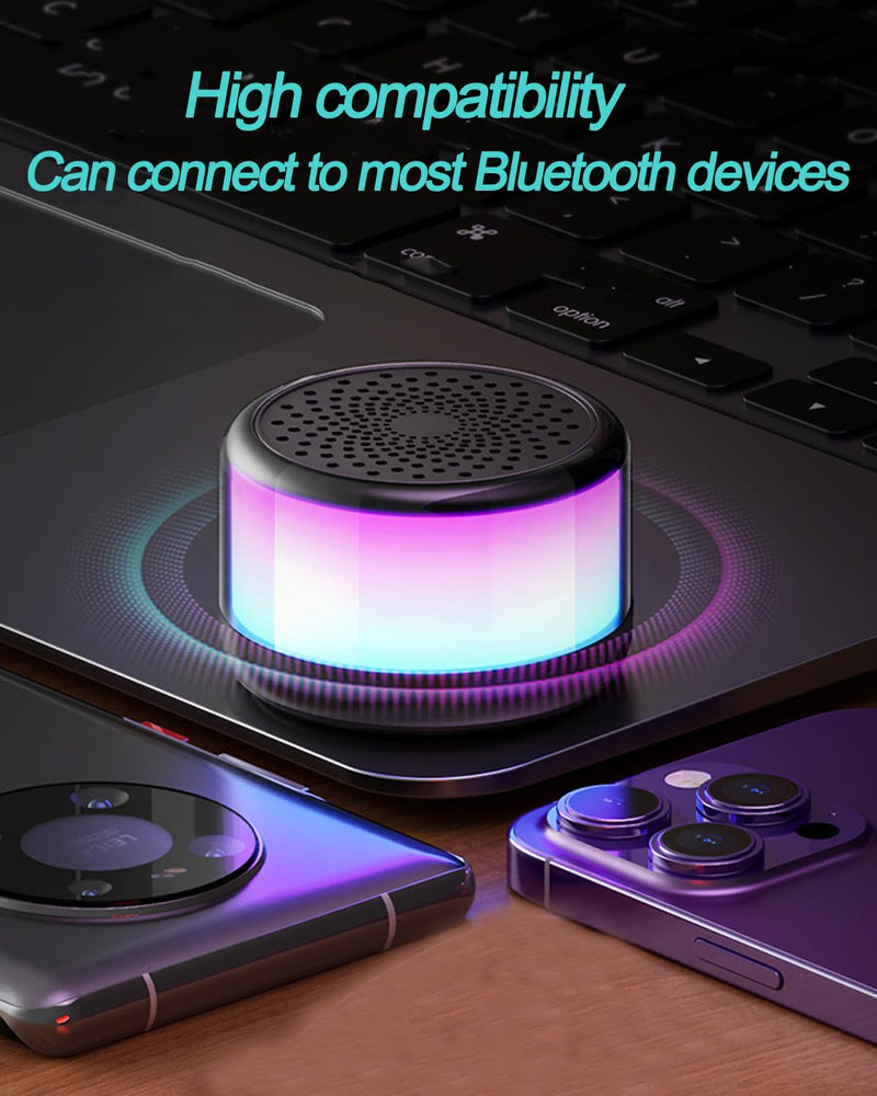 Portable Bluetooth Speaker with Lights, Night Light LED Wireless Speaker, Magnetic Waterproof Speaker, Multicolor LED Auto-Changing,TWS,Perfect Mini Speaker for Shower, Home, Outdoor