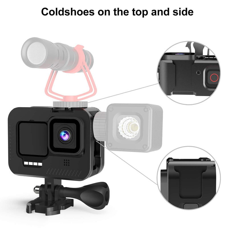 Aluminum Alloy Case Compatible with GoPro HERO10/9 Black, Housing Protective Shell Case Metal Mount Accessories for GoPro Hero 10/9 with Quick Pull Movable Socket and Screw