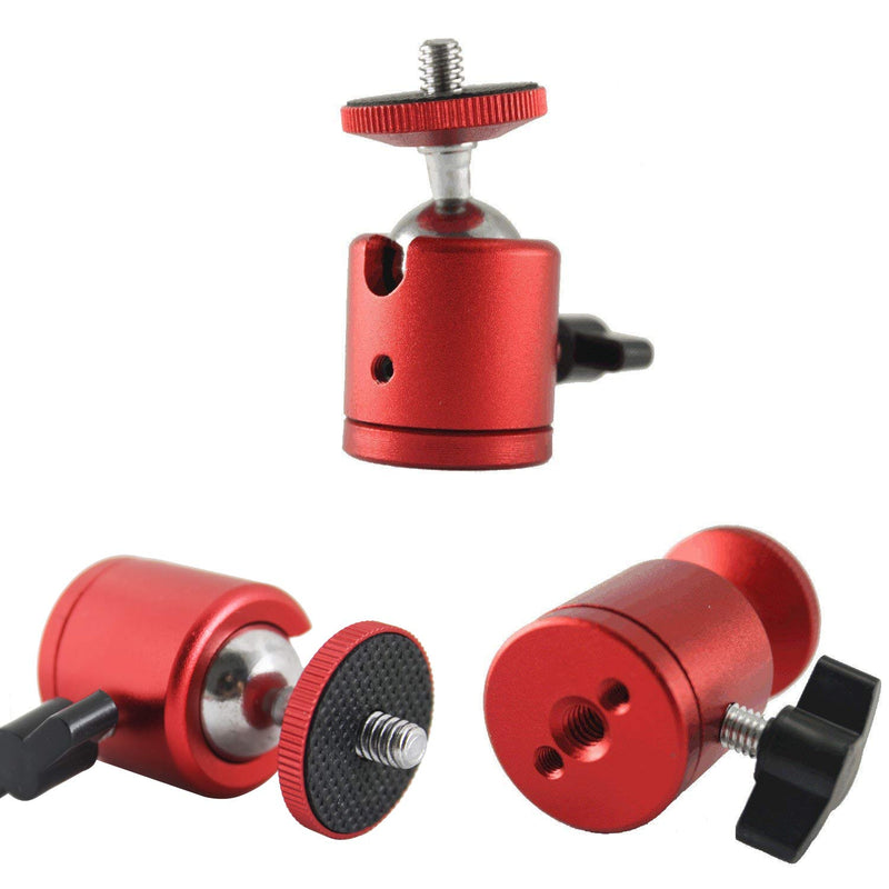 EXMAX 2 PCS Tripod Mini Ball Head with 1/4” Screw Thread Base - 2 Pack Red