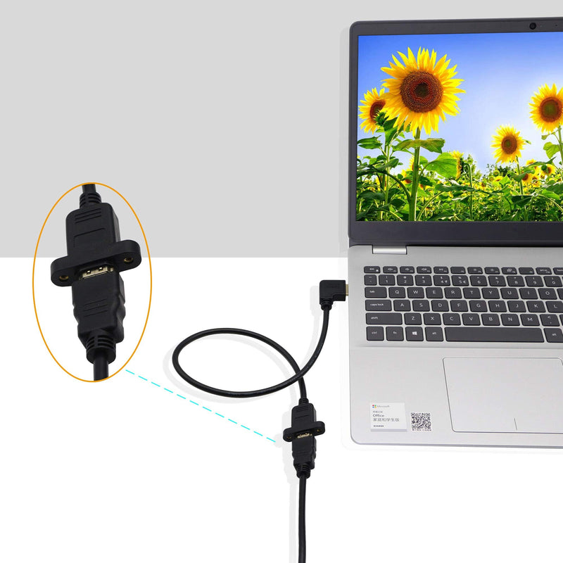 [AUSTRALIA] - HDMI Panel Mount 90 Degree Extension Cable,HDMI Femlae to 90 Degree UP Male Connector Wire, with Screw Hole Panel Mount,Support 4K 60hz 3D TV, Roku, Xbox360 eat. (Angle UP) Angle UP-0.5m 