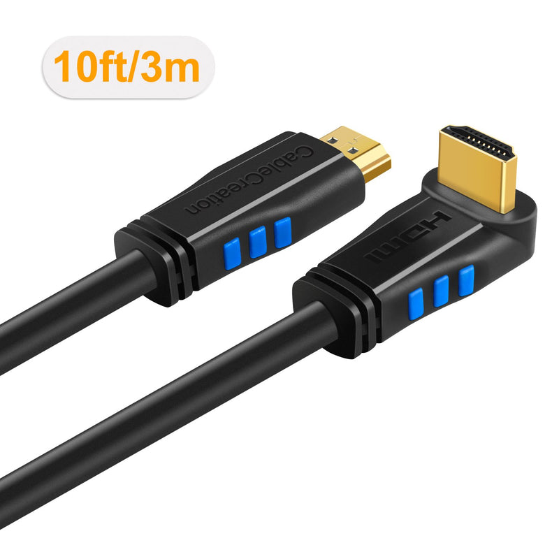 [AUSTRALIA] - HDMI Cable, CableCreation 10 Feet Upward Angle 270 Degree 4K HDMI 2.0 Cable with Gold Plated Connector, Support 4K (60Hz) Ultra HD, 3D Video, Ethernet, Audio Return Channel, Black 10ft 